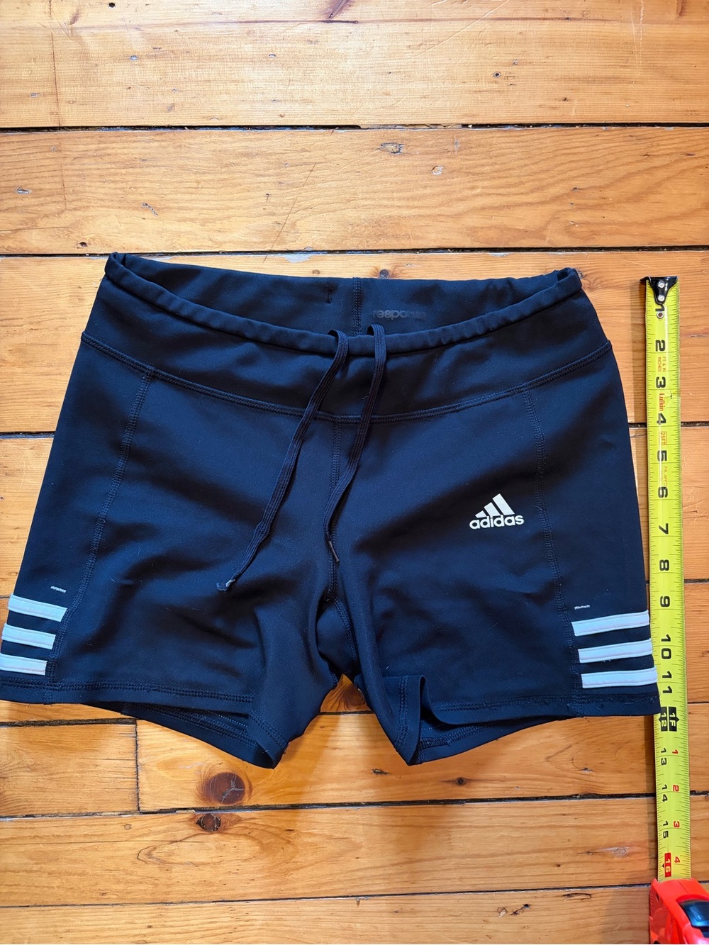 adidas Black Women's Athletic Shorts with White Stripes